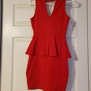 Red peplum dress